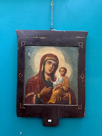 Antica rara icona bifacciale ortodossa