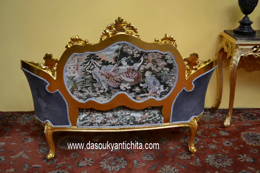 Divano sofà corbeille stile Luigi XV rococò, in legno - Foto 11