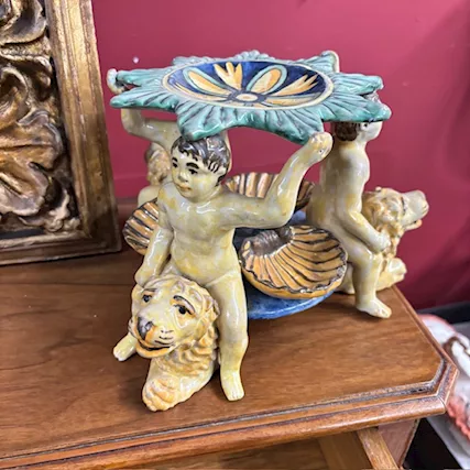 Antica Saliera in maiolica dipinta - Foto 5