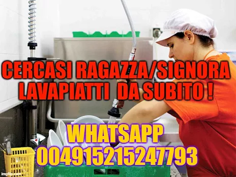Cercasi donna lavapiatti Germania 1400 Euro vitto + alloggio