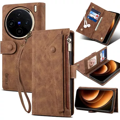 Vivo x100 pro cover a libro nera con portafolio nuova