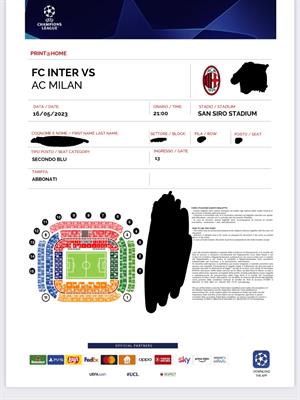 Biglietto Inter Milan 2º Blu