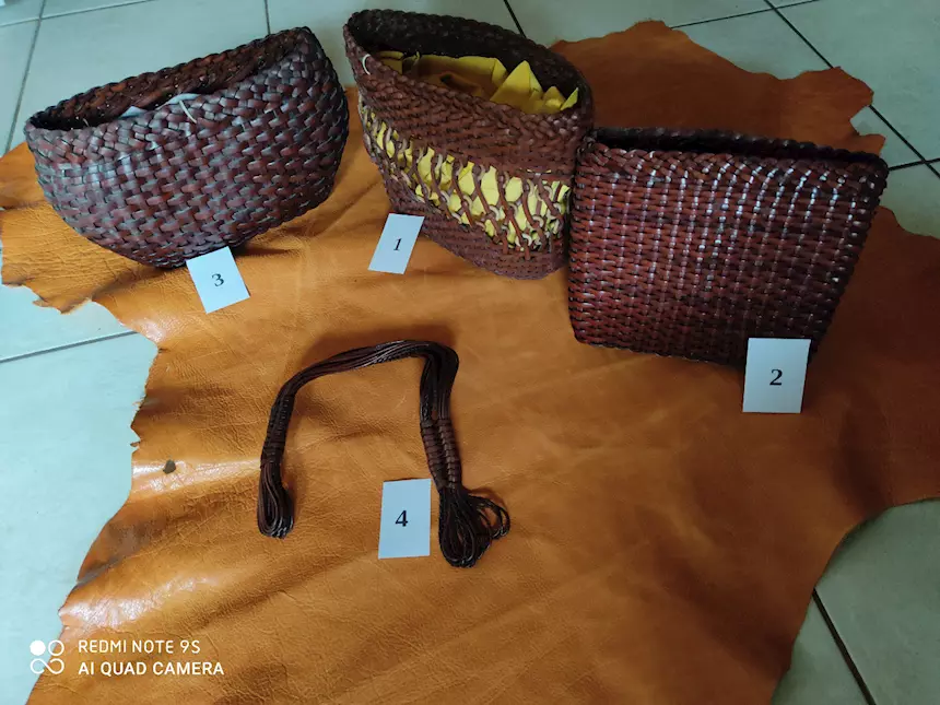 Foto 4Cestini intrecciati in vera pelle