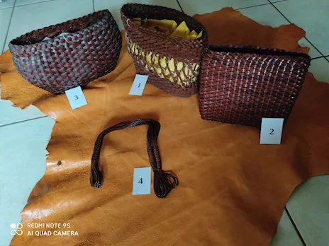 Cestini intrecciati in vera pelle - Anteprima 4