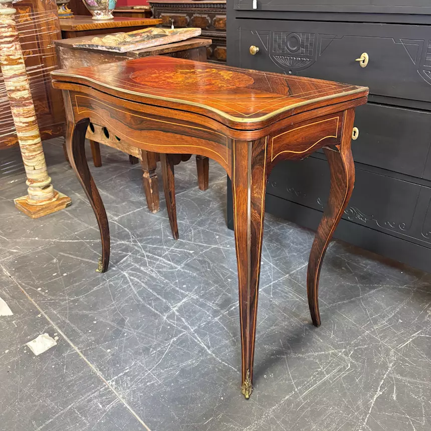 Antica console tavolo da gioco stile Luigi XV fine del XIX - Foto 3
