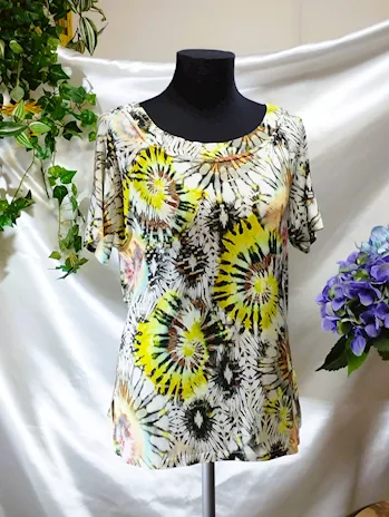 Top donna maglia maniche corte elegante casual psichedelico