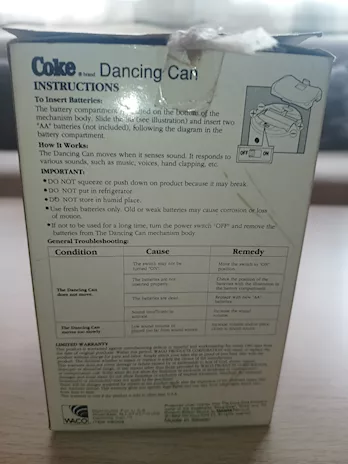 Lattina Coca-Cola danzante USA anni '90 completa funzionante
