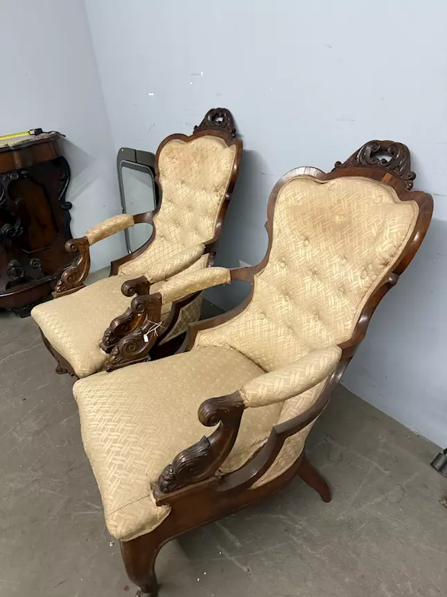 Antica coppia di poltrone da riposo, metà '800, 100x70 cm - Foto 11