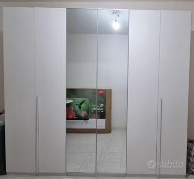 Armadio Bianco, 6 Ante, con Specchi - Foto 2
