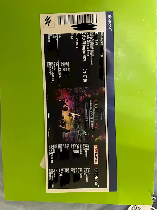 Biglietto Prato Coldplay Roma 16.07.2024