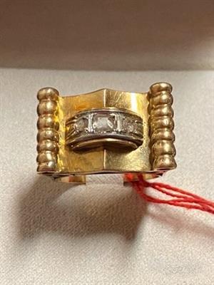 ANELLO TANK ART DECÒ ORO 18kt. CON DIAMANTI - Foto 2