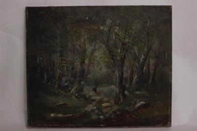 Quadro olio su tela di paesaggio boschivo