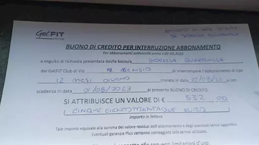 Vendita voucher get fit, Milano