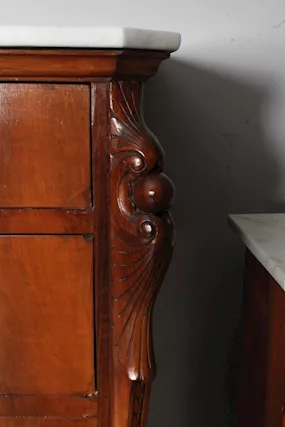 Antico trittico comò comodini noce e marmo Carrara . Toscan, prezzo affare - Foto 5