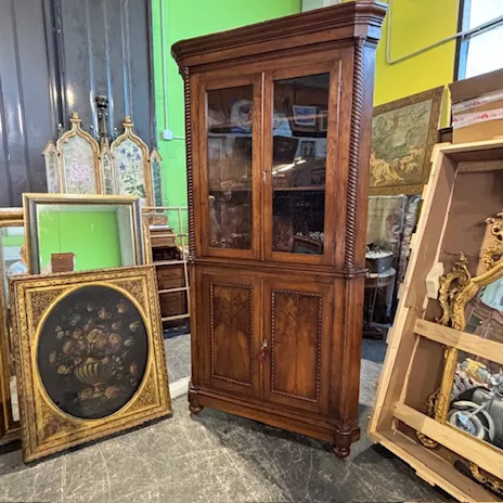 Antica angoliera/cantonale Carlo X noce massello