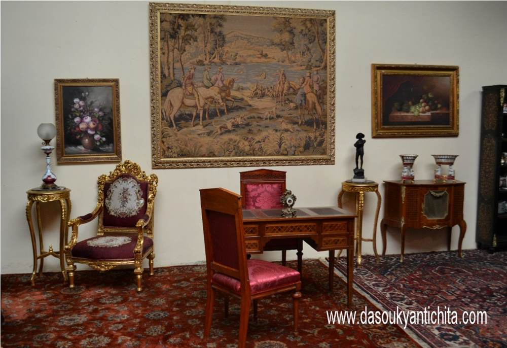 Set poltrona e sedia stile Luigi XVI con cimasa a tempio - Foto 10