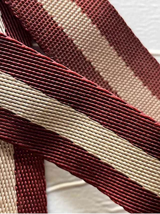 Nastro in cotone bordò rigato Champagne H30 - Mt. 5