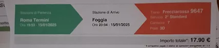Biglietto Frecciarossa 15 gennaio 2025