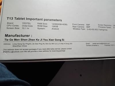 Tablet Yestel 6 gb RAM in garanzia