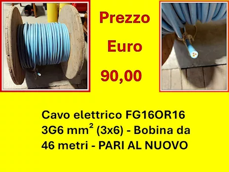 Cavo elettrico FG16OR16 3G6 mm² 3x6 - Bobina da 46 metri