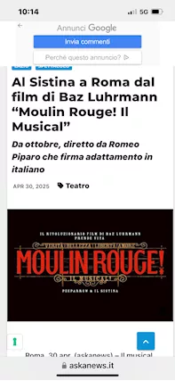2 Biglietti teatro sistina chapteau moulin rouge