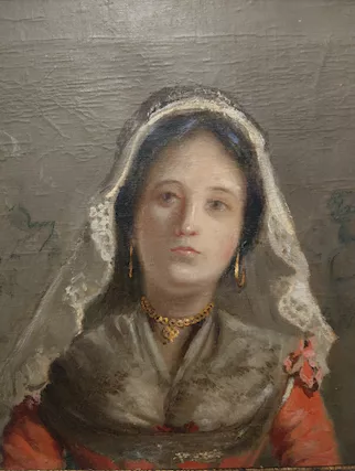 Antico dipinto olio su tela raffigurante Popolana abruzzese - Foto 2