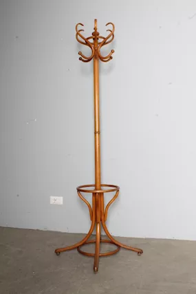 Antico attaccapanni stile Thonet 1940 in faggio curvato