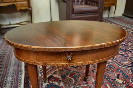Tavolino ovale stile Luigi XVI direttorio degli anni 50/60, in legno - Anteprima 2