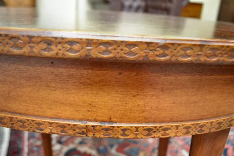 Tavolino ovale stile Luigi XVI direttorio degli anni 50/60, in legno - Anteprima 4
