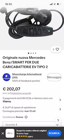 Smart/Mercedes ricarica auto elettrica