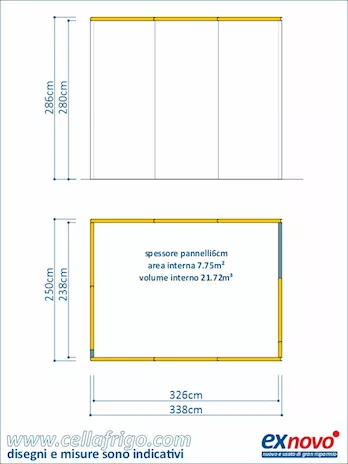 Pannelli nuovi di seconda per cella 250X338cm h286cm
