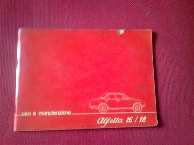 Libretto Manuale Uso Manutenzione Alfetta 1.6 1.8