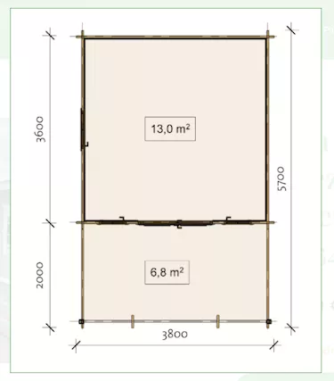 Casetta da giardino Larghezza 380 x Lunghezza 570 cm Art. F1, colore naturale - Foto 2