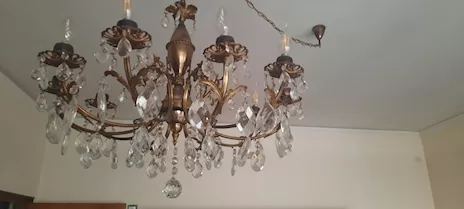 Lampadario bronzo e cristallo