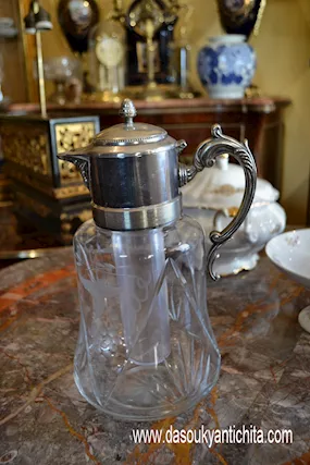 Caraffa in cristallo con porta-ghiaccio vintage anni 40/50
