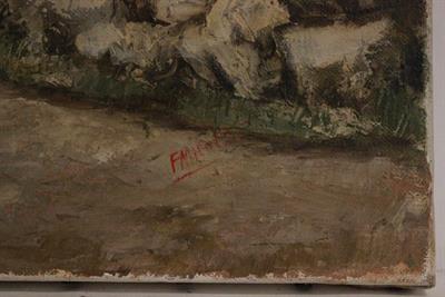 Quadro olio su tela, sentiero di campagna, firmato - Foto 2