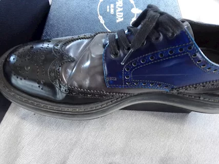 Scarpe uomo Prada stringate nero/blu 8.5