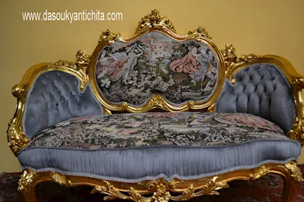 Divano sofà corbeille stile Luigi XV rococò, in legno - Foto 4