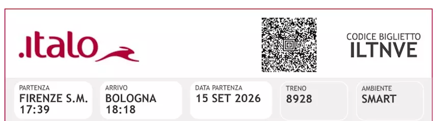 Biglietto Italo Firenze - Bologna - Foto 1