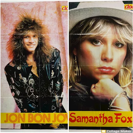Poster doppio anni 90 Jon Bon Jovi - Samantha Fox 86x54