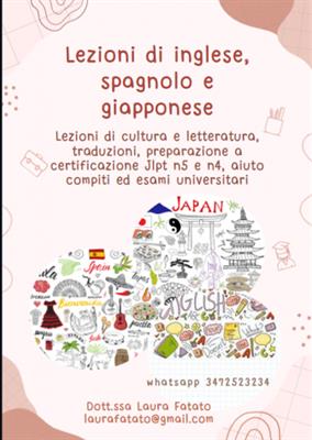 Lezioni e ripetizioni di Giapponese, Inglese e Spagnolo