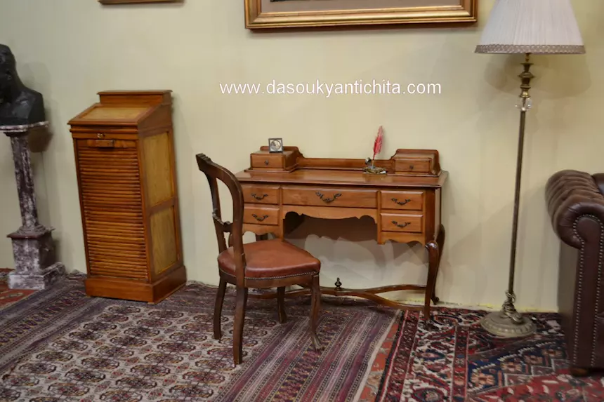 Scrittoio da centro con alzatina stile Barocchetto XX sec, in legno - Foto 5