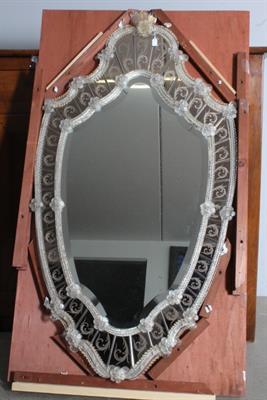 Importante Specchiera Vintage art decò 1950 . vetro bianco e