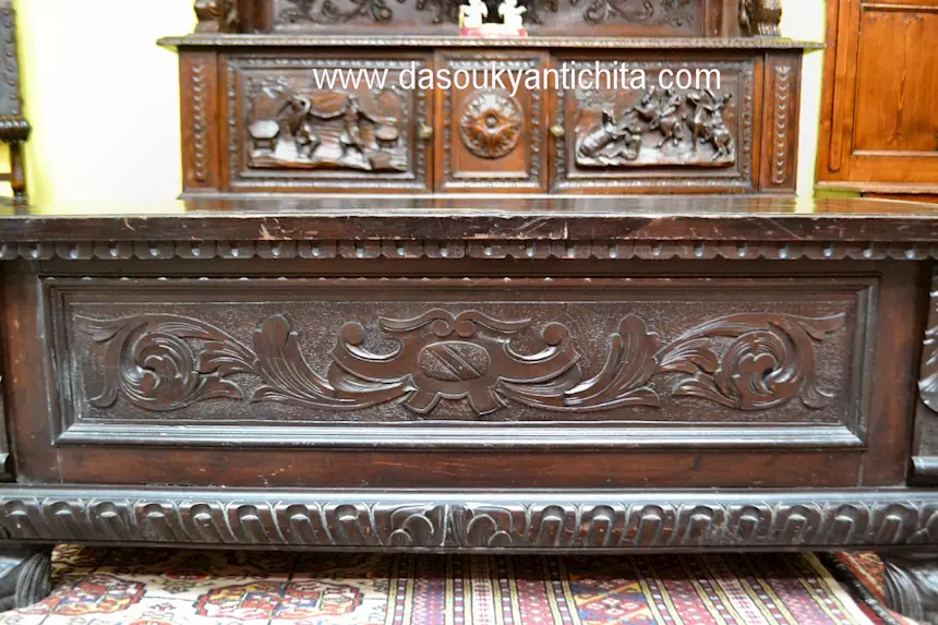 Cassapanca stile rinascimento, in legno massello - Foto 3