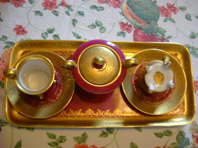 Set caffè porcellana-oro Casa Reale Belga