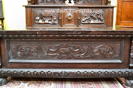 Cassapanca stile rinascimento, in legno massello - Anteprima 3