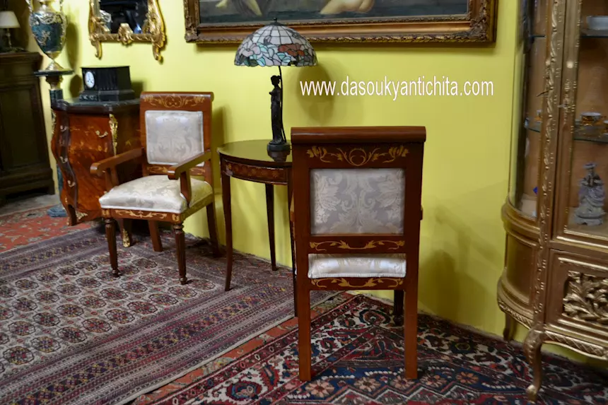 Sei sedie-poltrone stile olandese in tessuto chiaro - Foto 8