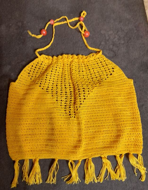 Top fatto a mano, colore giallo, taglia m