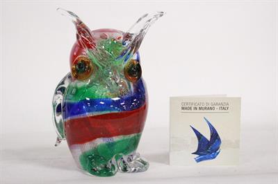 Scultura di gufo colorato vetro di Murano firmato Cammozzo, peso 3 kg - Foto 2