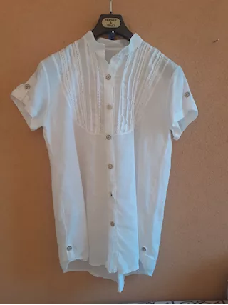 Camicia Donna Camicione maniche corte 100% lino made in Ital